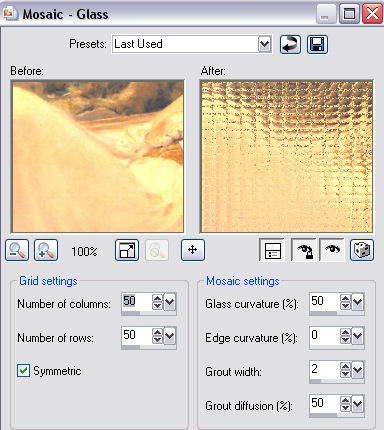 Mosaic Glass settings